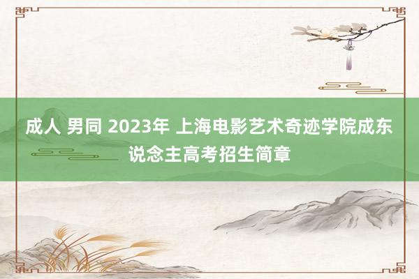 成人 男同 2023年 上海电影艺术奇迹学院成东说念主高考招生简章