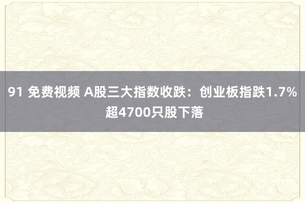 91 免费视频 A股三大指数收跌：创业板指跌1.7% 超4700只股下落