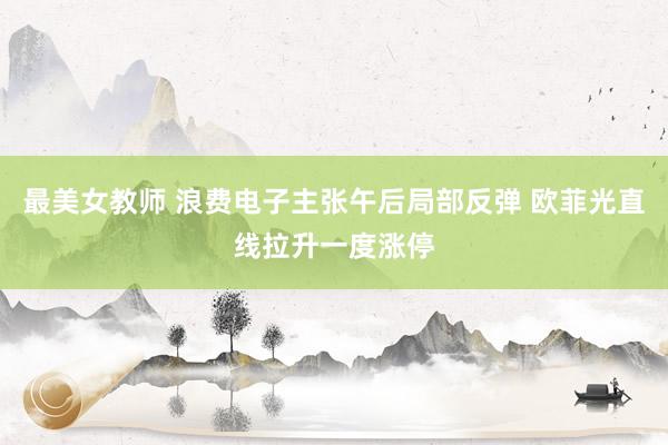 最美女教师 浪费电子主张午后局部反弹 欧菲光直线拉升一度涨停