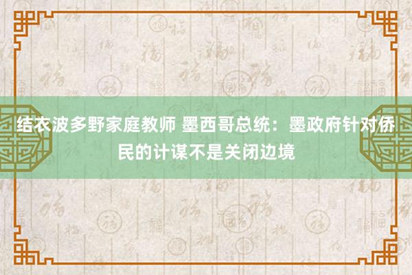 结衣波多野家庭教师 墨西哥总统：墨政府针对侨民的计谋不是关闭边境