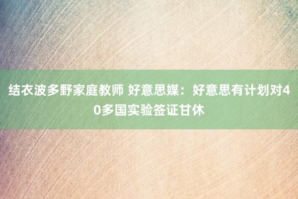 结衣波多野家庭教师 好意思媒：好意思有计划对40多国实验签证甘休